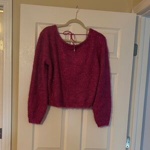 Anthropologie Magenta Crew Neck Sweater